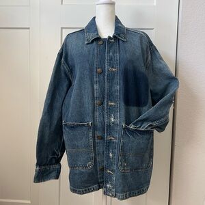 ZARA Soft, Distressed, Denim Barn Jacket